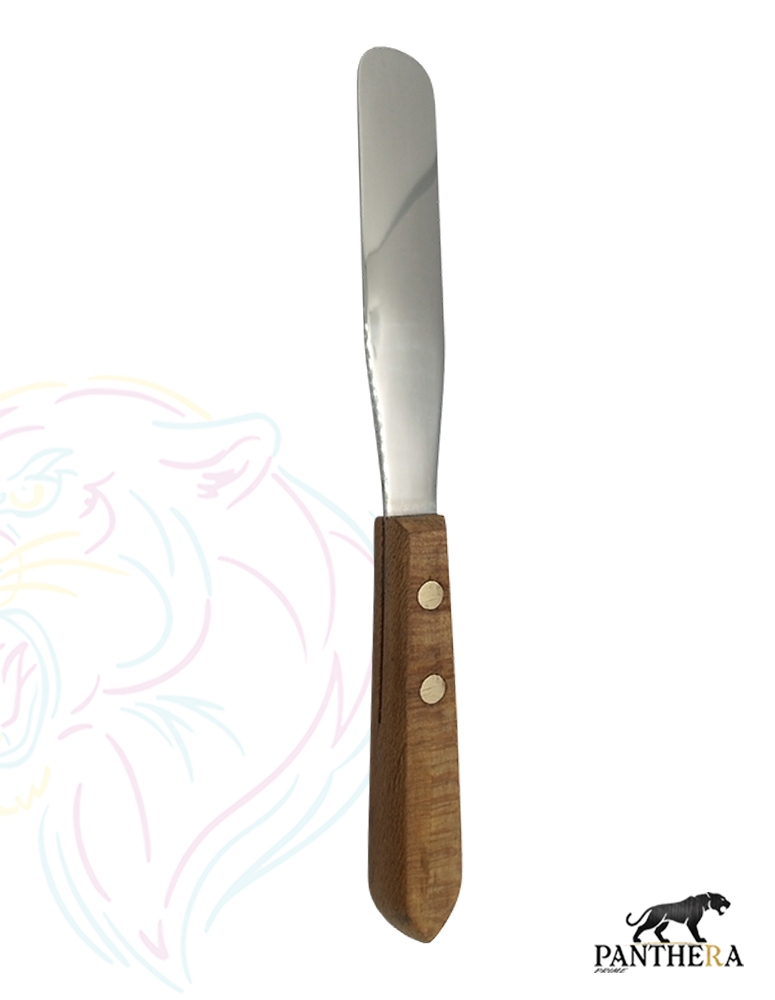 Spatula Flexible Steel Blade Wooden Handle - blade length 4"  width 2cm
