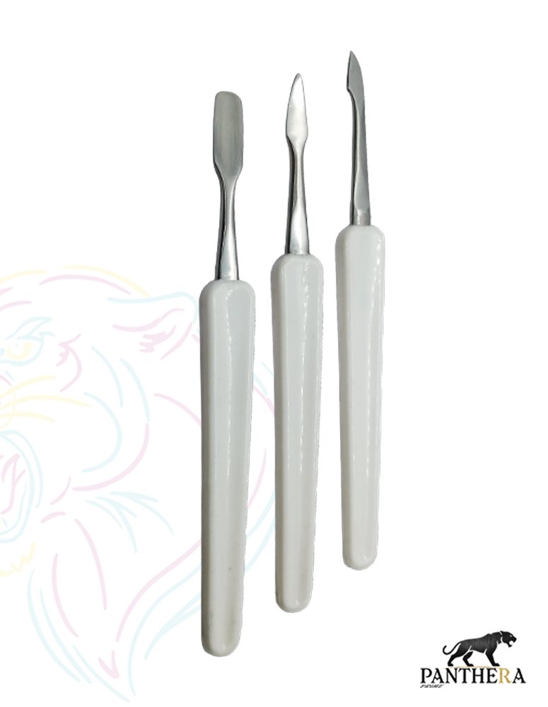 Nail Cuticle Shape & Prepare Set - 3pcs Cuticle Pusher, knife Stainless Steel Plastic handle