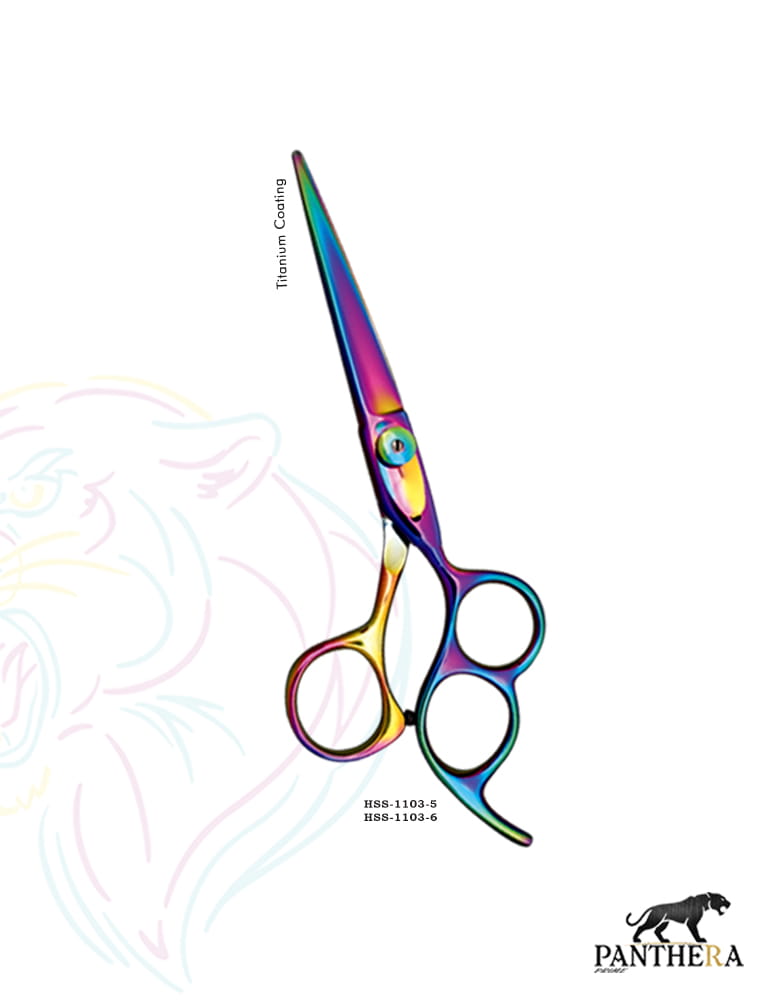 Multi Color Razor Scissor - Three Rings Control - Fixed Finger Hook 5.5"