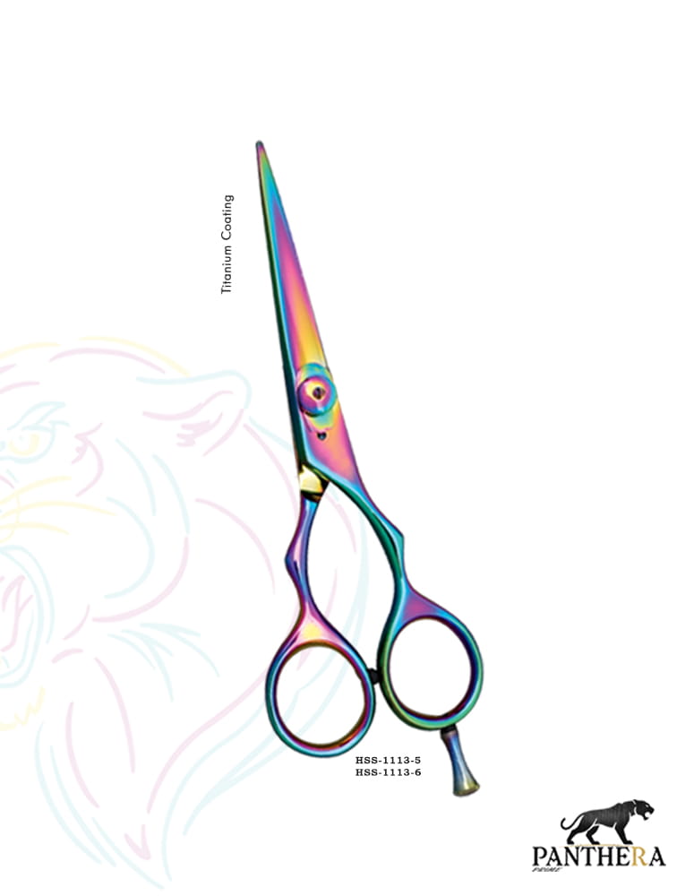 Razor Scissor Classic Design - Removeable Finger Hook Plasma Multi Color Plated - 5.5"