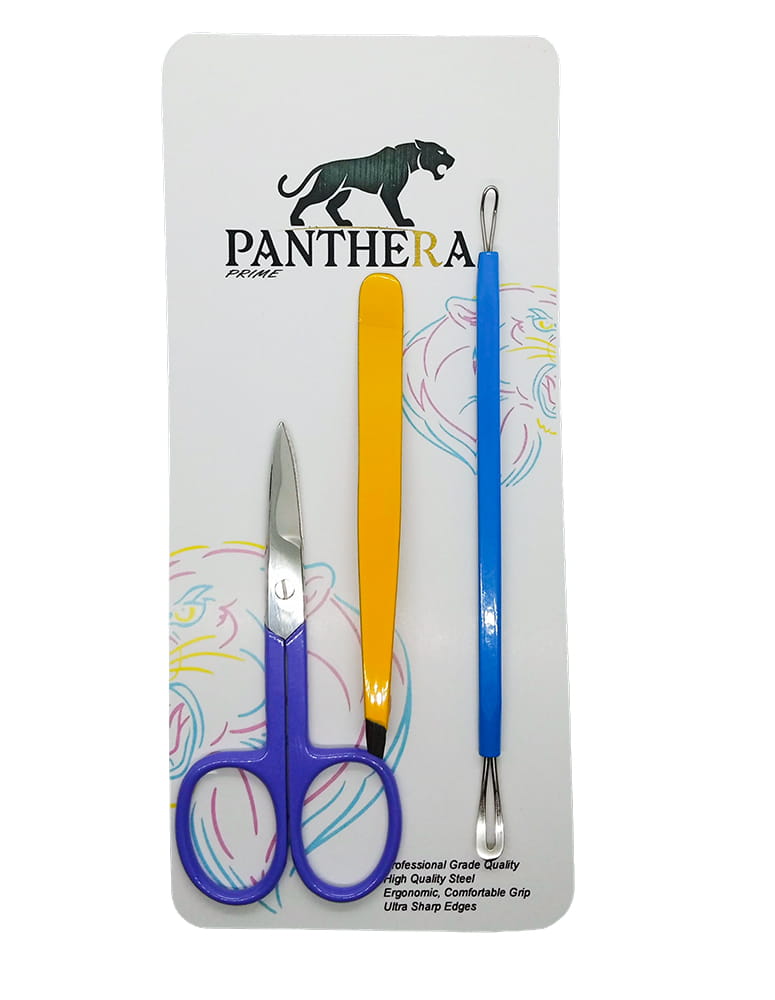 Nail Scissor STR, Tweezer Slant Tip - 9.5CM, Comedon Extractor - Image 2
